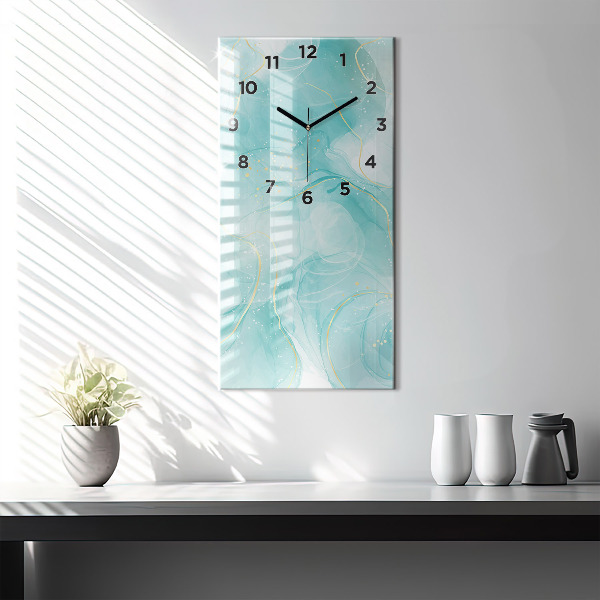 Ceas vertical de perete din sticlă Abstracția din marmură