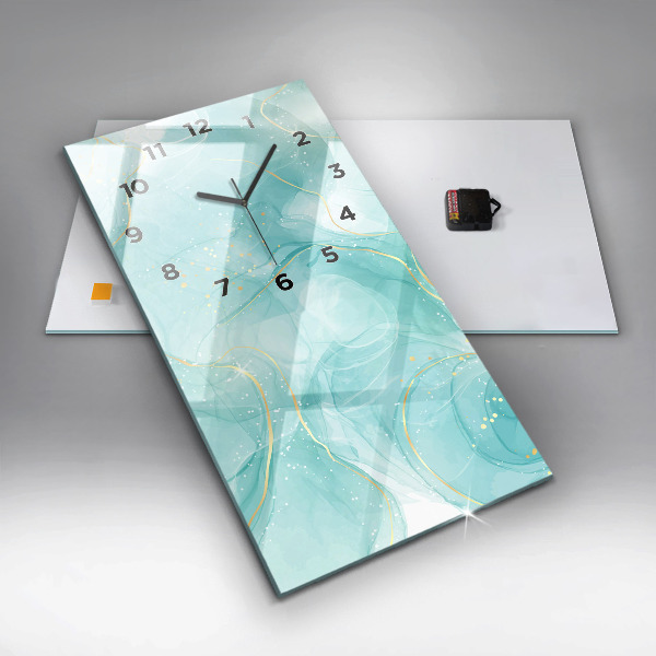 Ceas vertical de perete din sticlă Abstracția din marmură