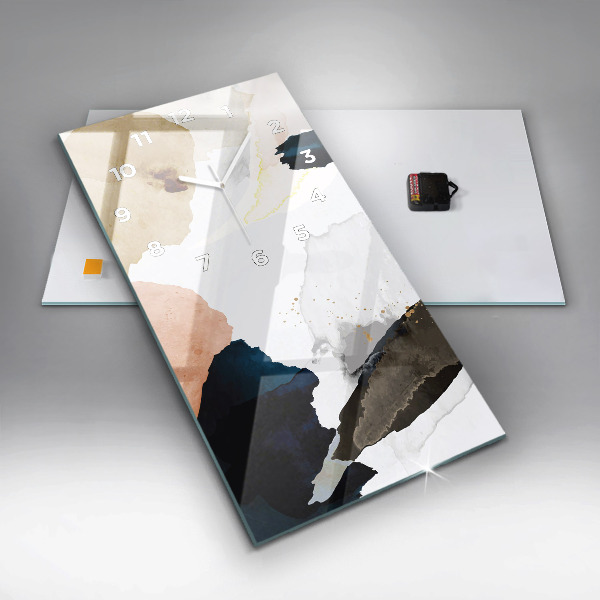 Ceas vertical de perete din sticlă Pete de abstracție