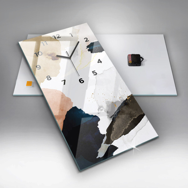 Ceas vertical de perete din sticlă Pete de abstracție