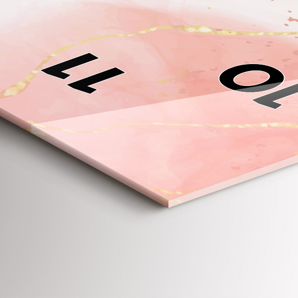 Ceas vertical de perete din sticlă Marmură roz