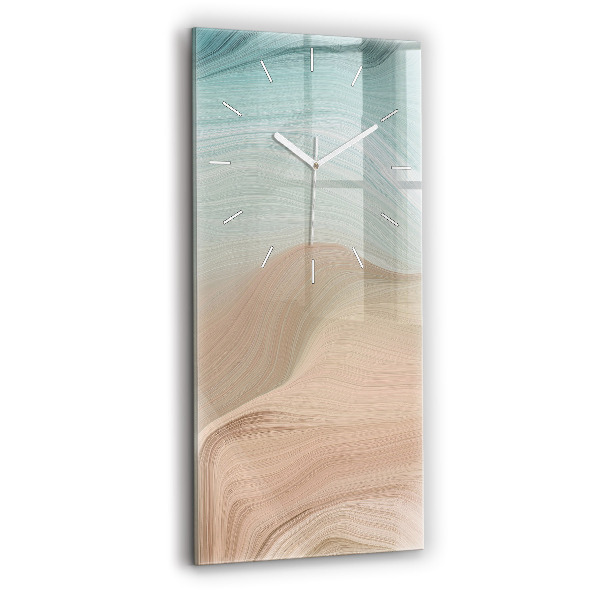 Ceas vertical de perete din sticlă Abstracția valurilor