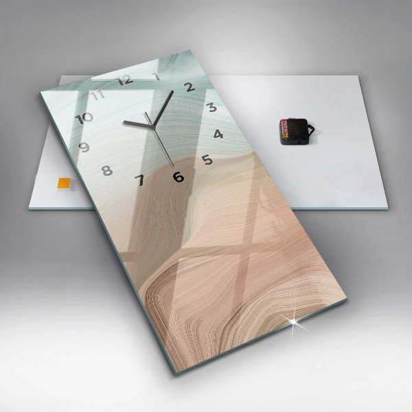 Ceas vertical de perete din sticlă Abstracția valurilor