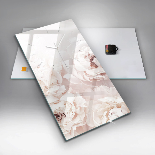 Ceas vertical de perete din sticlă Flori de bujor