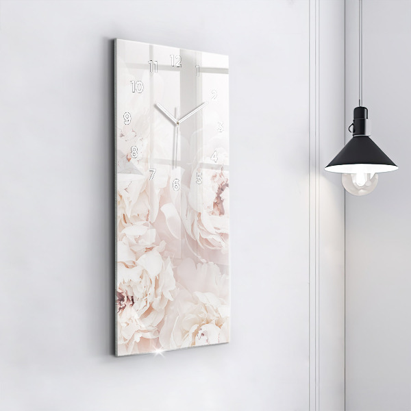Ceas vertical de perete din sticlă Flori de bujor