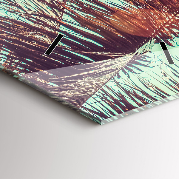 Ceas vertical de perete din sticlă Palmieri tropicali