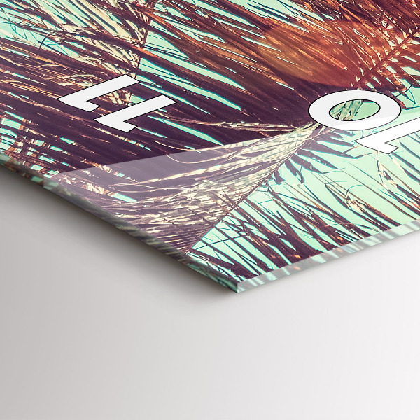 Ceas vertical de perete din sticlă Palmieri tropicali