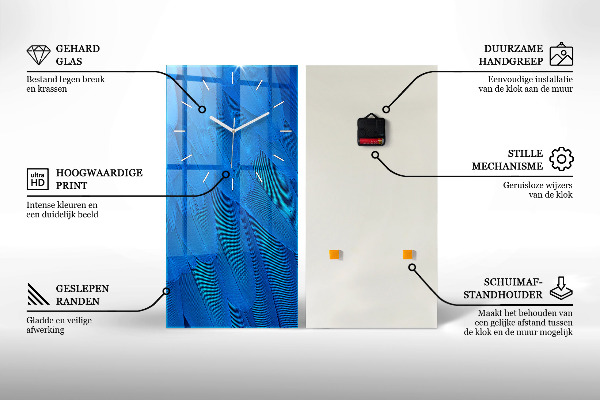 Ceas vertical de perete din sticlă Monstera tropicală
