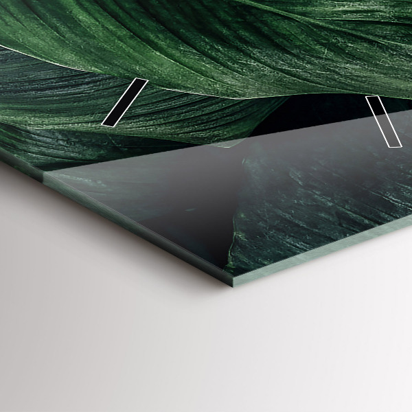 Ceas vertical de perete din sticlă Monstera tropicală