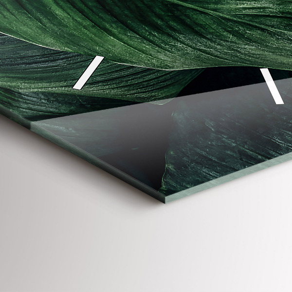 Ceas vertical de perete din sticlă Monstera tropicală