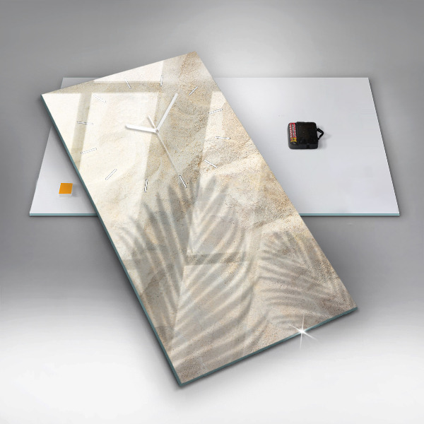 Ceas vertical de perete din sticlă Umbra unui palmier în nisip