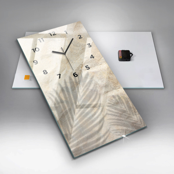 Ceas vertical de perete din sticlă Umbra unui palmier în nisip