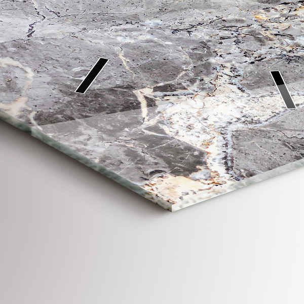 Ceas vertical de perete din sticlă Marmură de granit gri