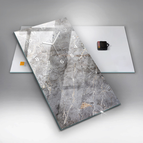 Ceas vertical de perete din sticlă Marmură de granit gri