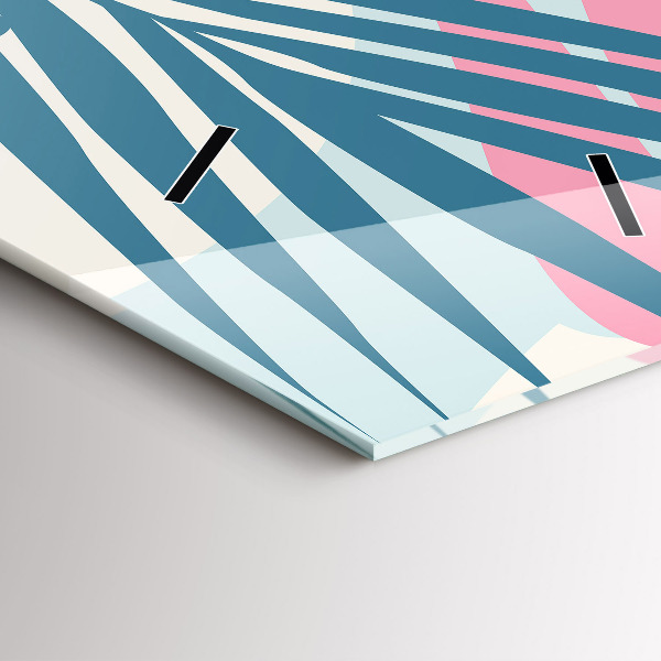 Ceas vertical de perete din sticlă Frunze pastelate – tropice