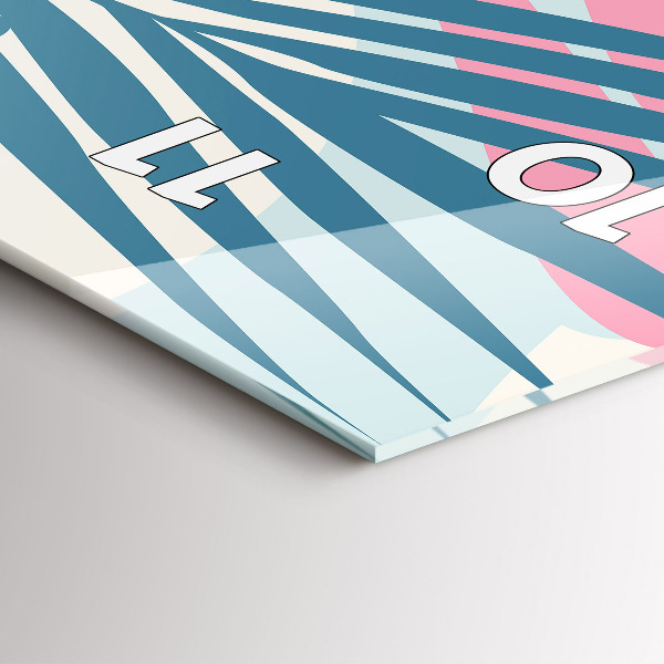 Ceas vertical de perete din sticlă Frunze pastelate – tropice