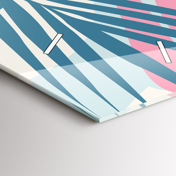 Ceas vertical de perete din sticlă Frunze pastelate – tropice