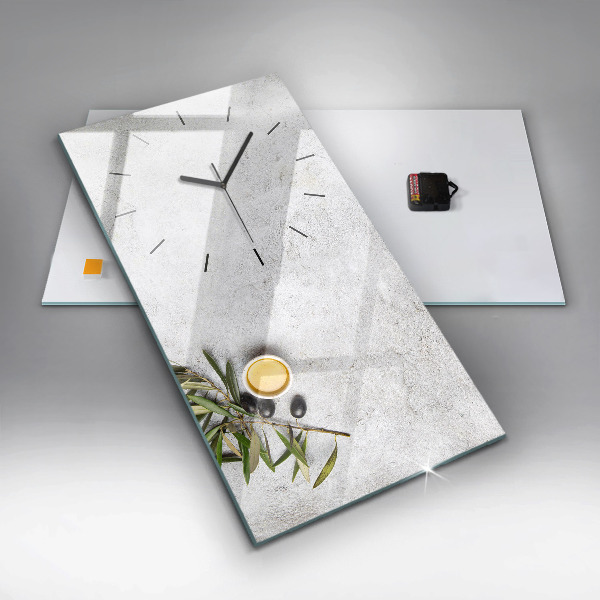 Ceas vertical de perete din sticlă Măsline minimaliste