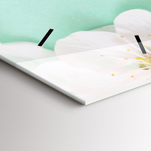 Ceas vertical de perete din sticlă Flori înflorite de măr