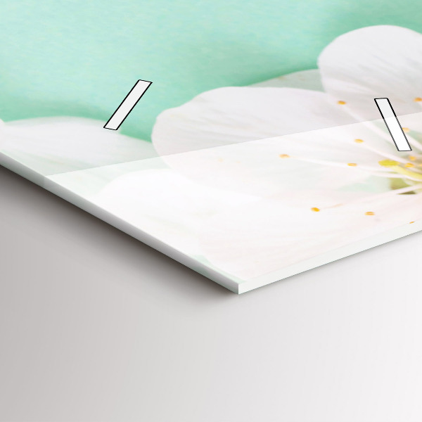 Ceas vertical de perete din sticlă Flori înflorite de măr