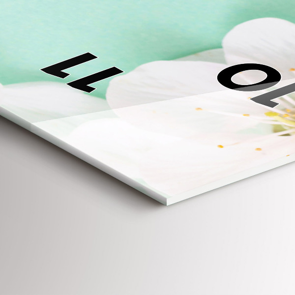 Ceas vertical de perete din sticlă Flori înflorite de măr