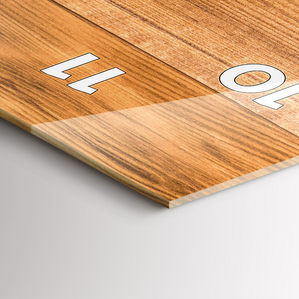 Ceas vertical de perete din sticlă Scânduri de lemn