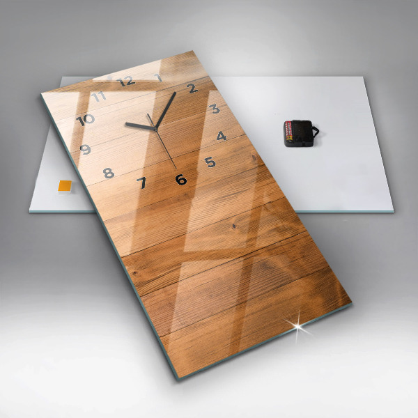 Ceas vertical de perete din sticlă Scânduri de lemn