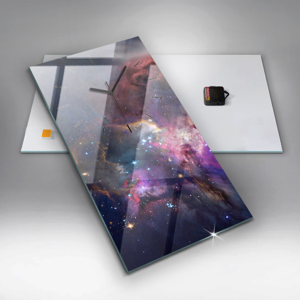 Ceas vertical de perete din sticlă Galaxy și stele