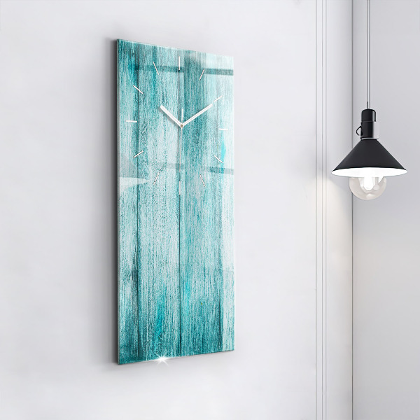 Ceas vertical de perete din sticlă Lemn vechi albastru