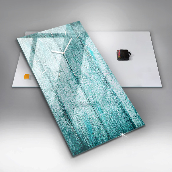 Ceas vertical de perete din sticlă Lemn vechi albastru