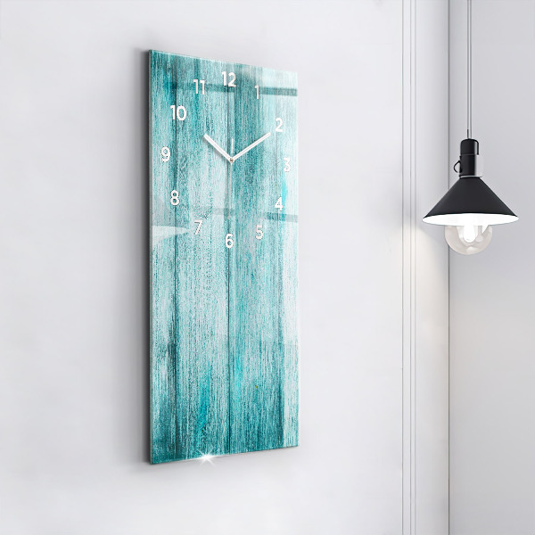 Ceas vertical de perete din sticlă Lemn vechi albastru