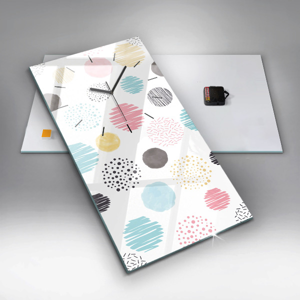 Ceas vertical de perete din sticlă Model geometric