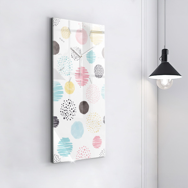 Ceas vertical de perete din sticlă Model geometric