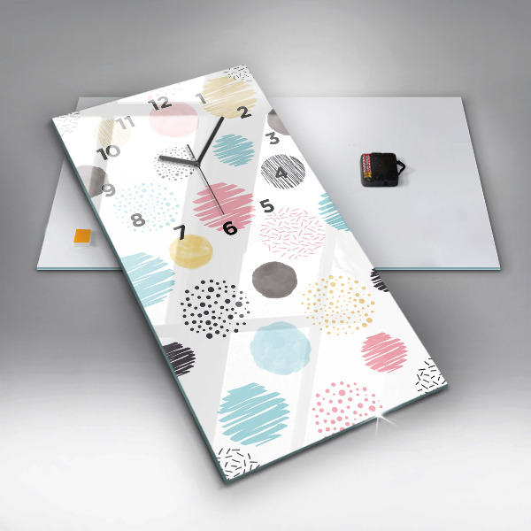 Ceas vertical de perete din sticlă Model geometric