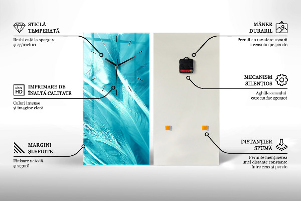Ceas vertical de perete din sticlă Abstracția nautică