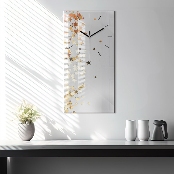 Ceas vertical de perete din sticlă Stele pe un fundal deschis