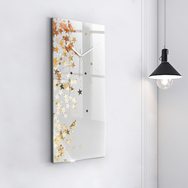 Ceas vertical de perete din sticlă Stele pe un fundal deschis