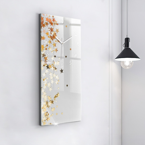 Ceas vertical de perete din sticlă Stele pe un fundal deschis