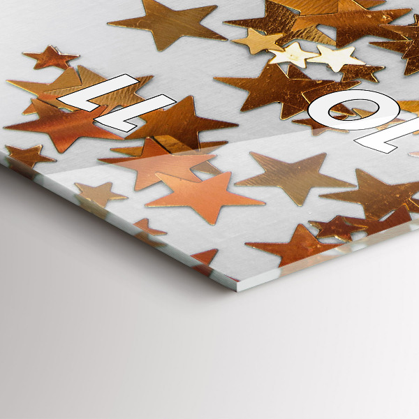 Ceas vertical de perete din sticlă Stele pe un fundal deschis