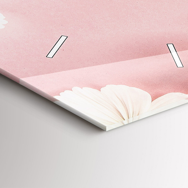 Ceas vertical de perete din sticlă Flori de margarete