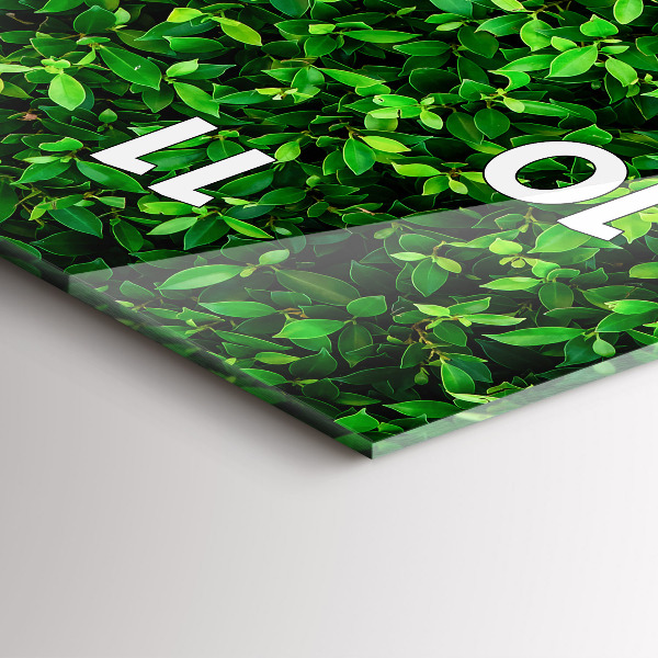 Ceas vertical de perete din sticlă Frunze de gard viu