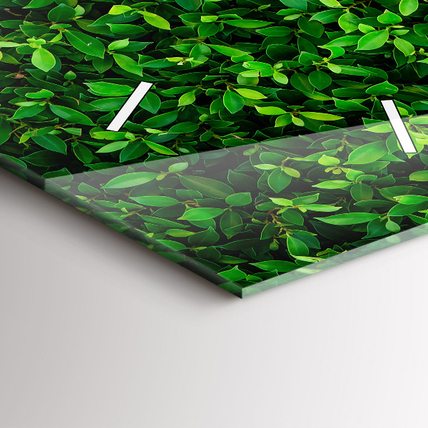 Ceas vertical de perete din sticlă Frunze de gard viu