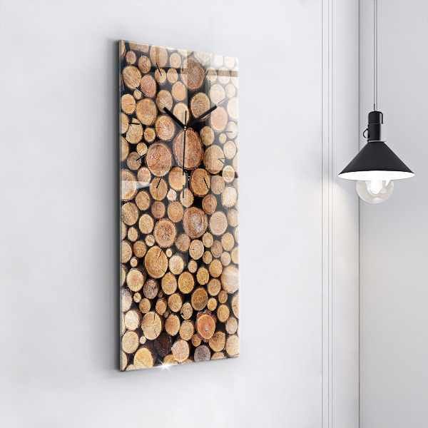 Ceas vertical de perete din sticlă Inele de copac