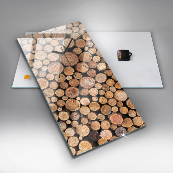 Ceas vertical de perete din sticlă Inele de copac