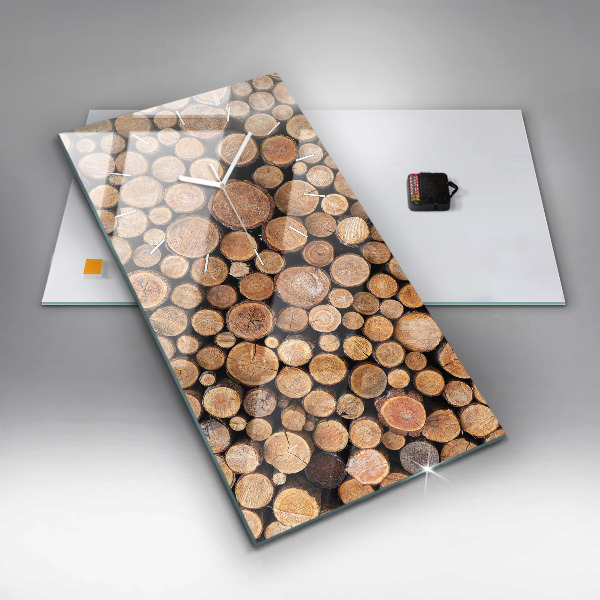 Ceas vertical de perete din sticlă Inele de copac