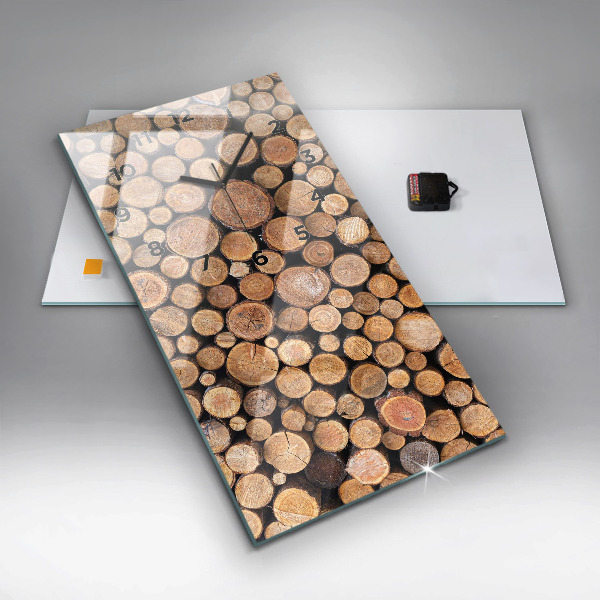 Ceas vertical de perete din sticlă Inele de copac