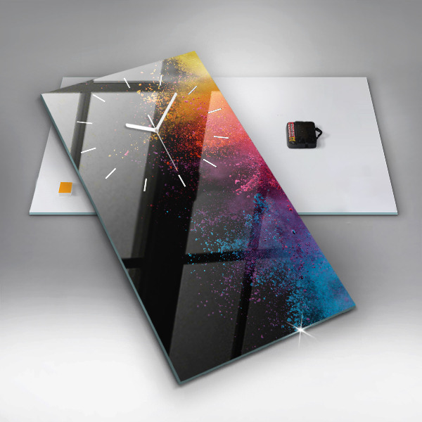 Ceas vertical de perete din sticlă O explozie de culori