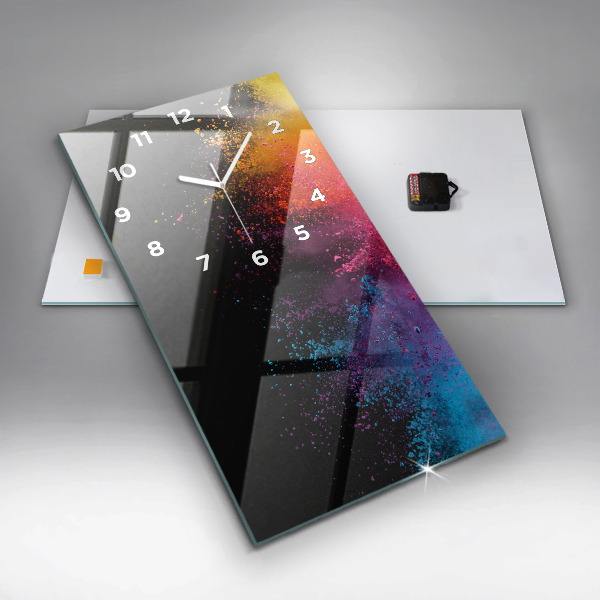 Ceas vertical de perete din sticlă O explozie de culori