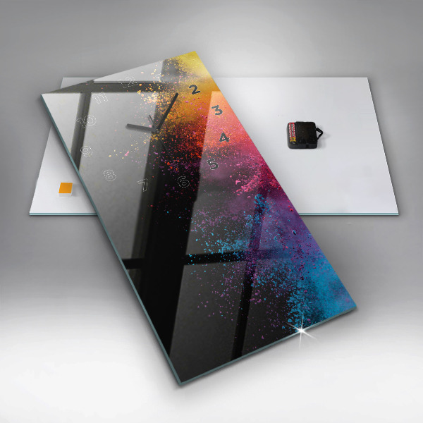 Ceas vertical de perete din sticlă O explozie de culori