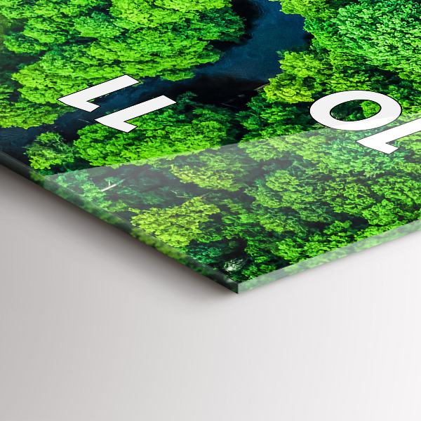 Ceas vertical de perete din sticlă Râu în pădure